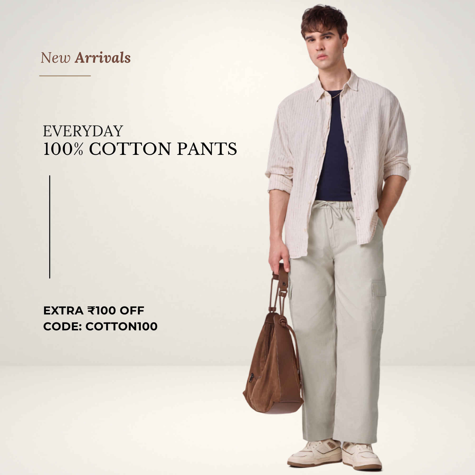 Vikram Grey cotton twill trousers