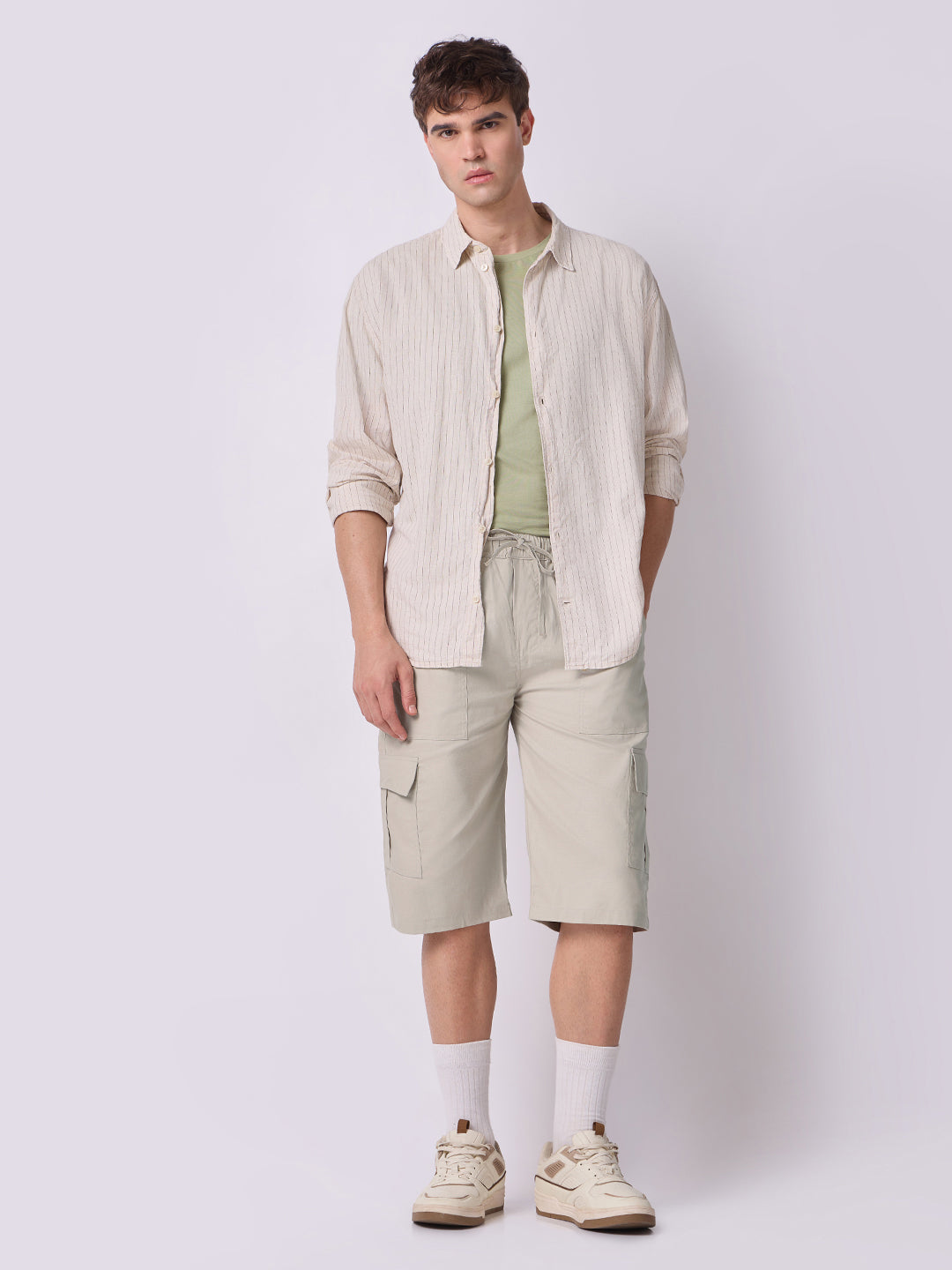 Side Pocket Bermuda Shorts Stone Beige 7