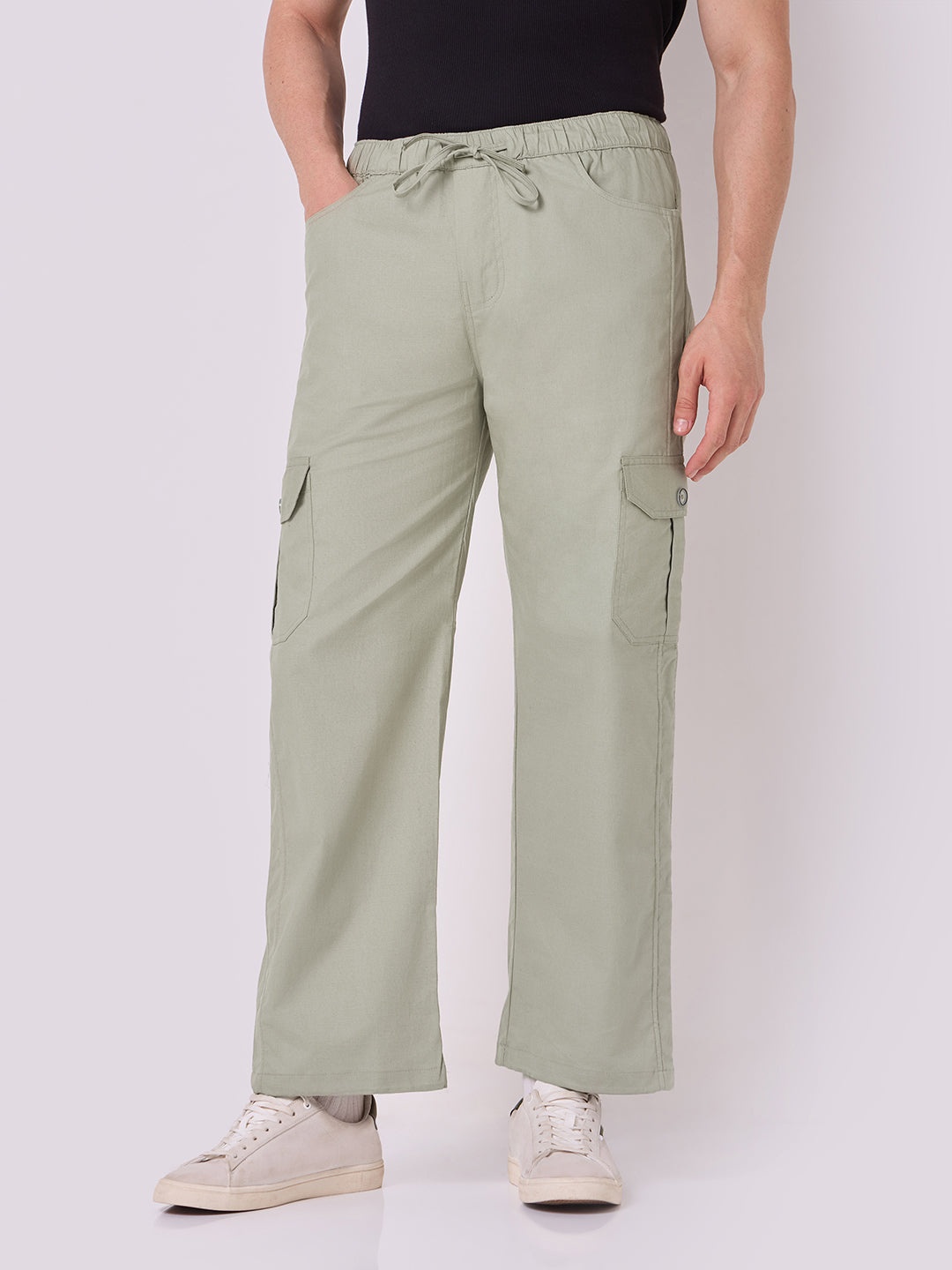 Dori Side Pocket Cargo Trousers Sage Green 2