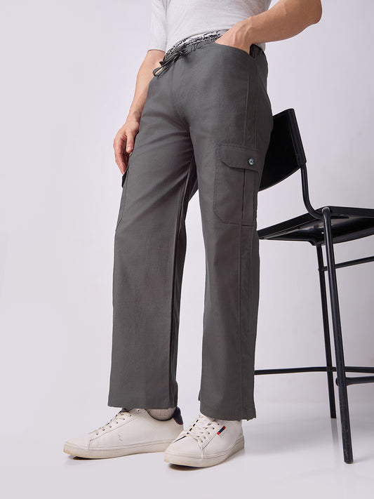 Dori Side Pocket Cargo Trousers Grey 1