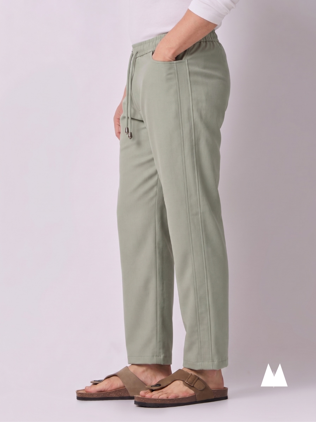 Pale Sage Cotton Trousers