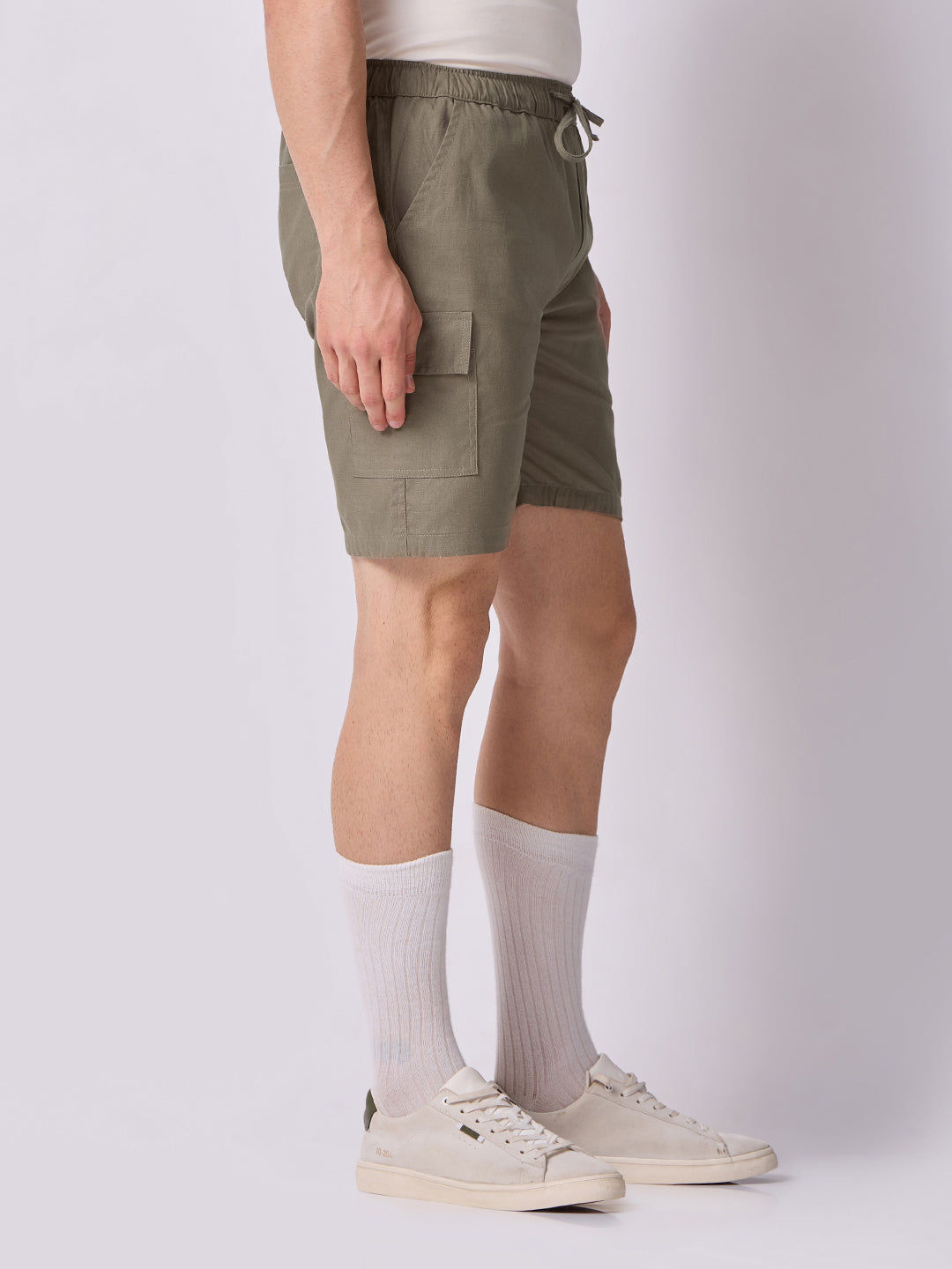 3-Pocket V-Back Shorts Taupe Green 3