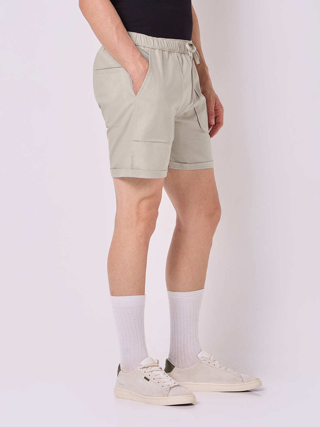 Down-Fold Cuff Shorts Stone Beige 3