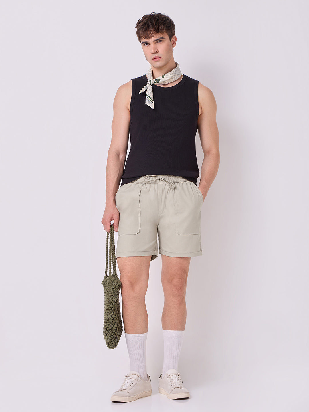 Down-Fold Cuff Shorts Stone Beige 7