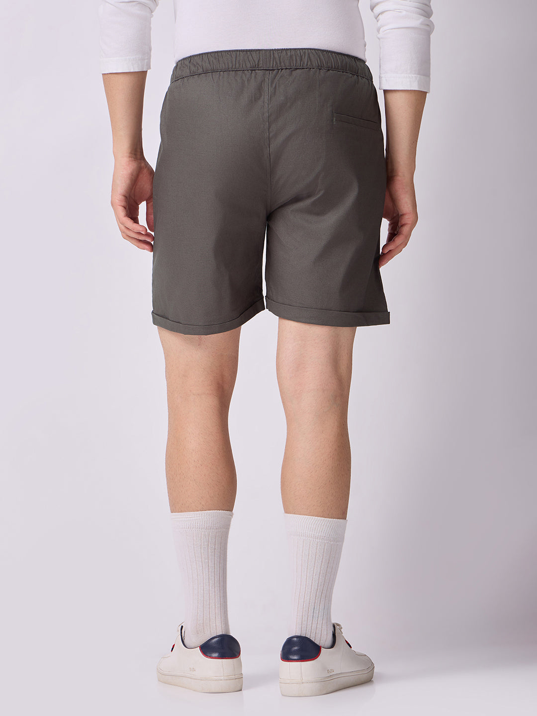 Down-Fold Cuff Shorts Charcoal Grey 4