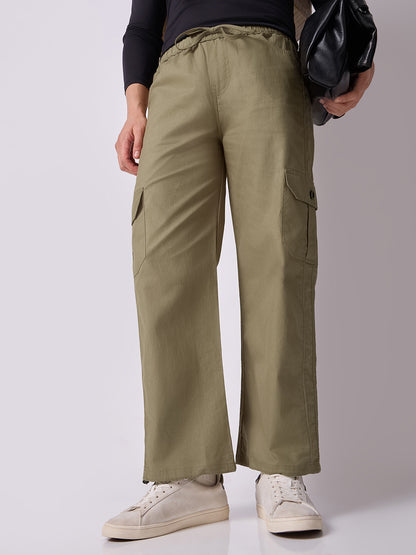 Dori Side Pocket Cargo Trousers Olive 1