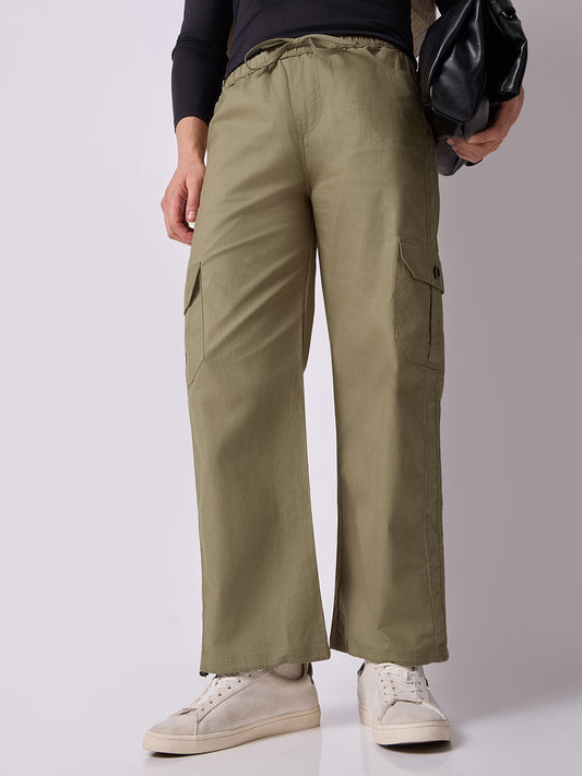 Dori Side Pocket Cargo Trousers Olive 1