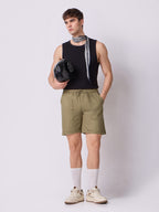 Down-Fold Cuff Shorts Khaki Green 7