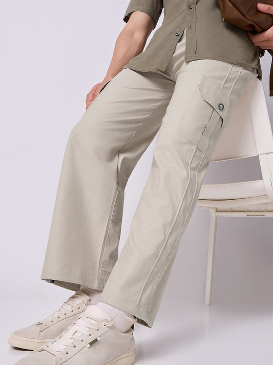 Dori Side Pocket Cargo Trousers Beige 1