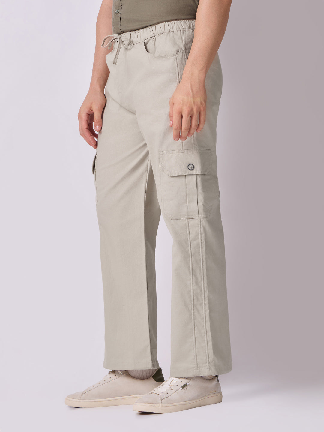 Dori Side Pocket Cargo Trousers Beige 3