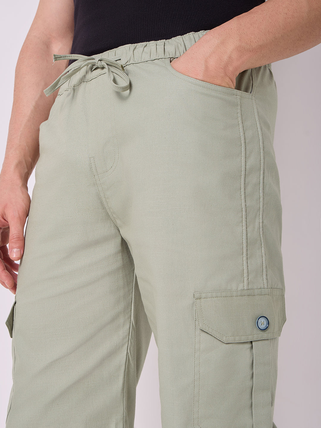 Dori Side Pocket Cargo Trousers Sage Green 5