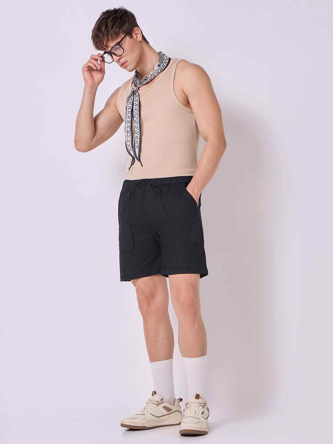 Down-Fold Cuff Shorts Black 7