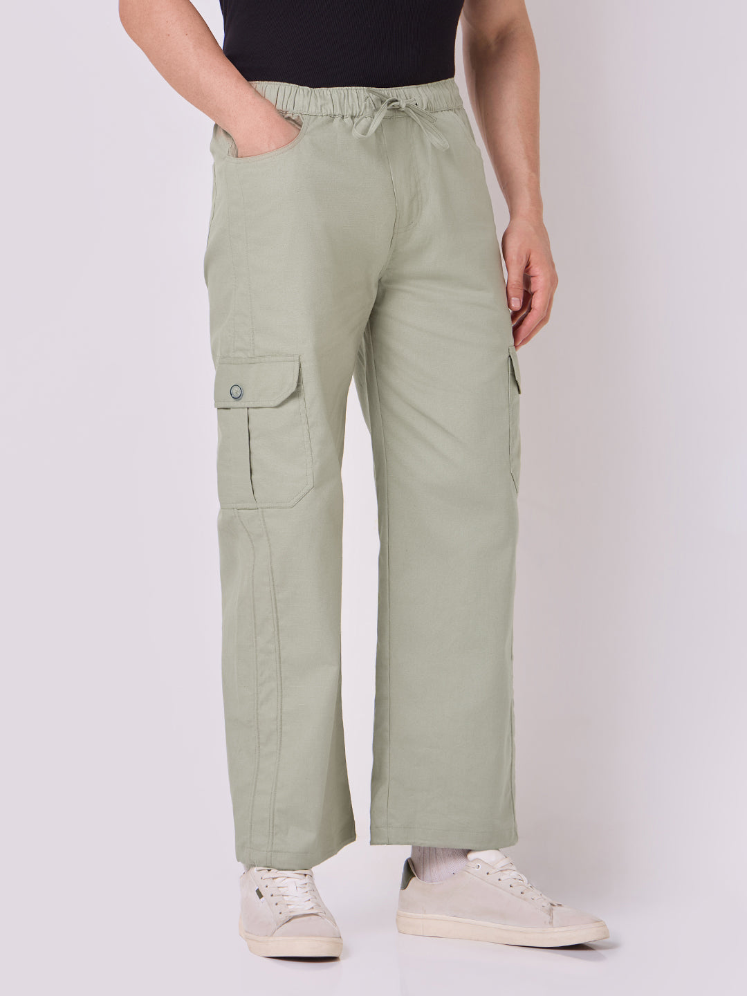Dori Side Pocket Cargo Trousers Sage Green 3
