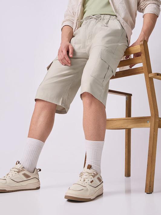 Side Pocket Bermuda Shorts Stone Beige 1
