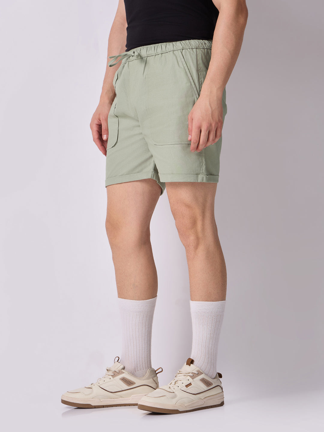 Down-Fold Cuff Shorts Sage Green 3