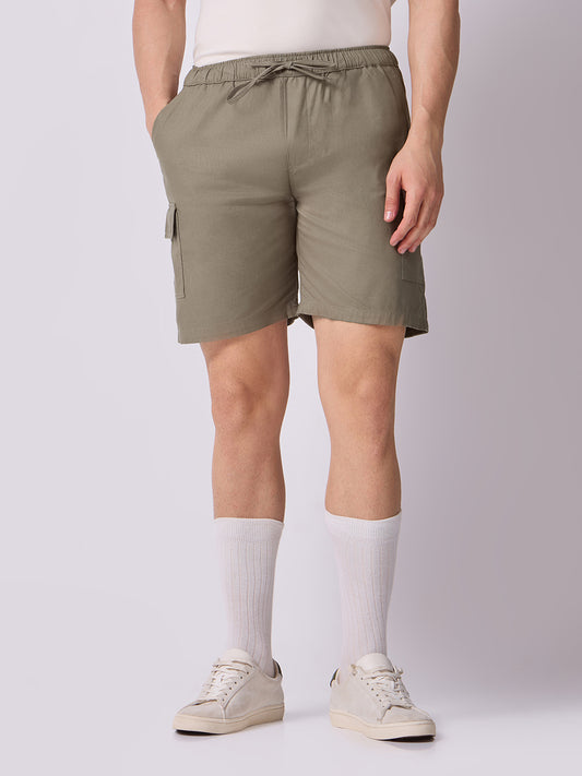 3-Pocket V-Back Shorts Taupe Green 2