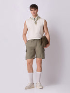 3-Pocket V-Back Shorts Taupe Green 7