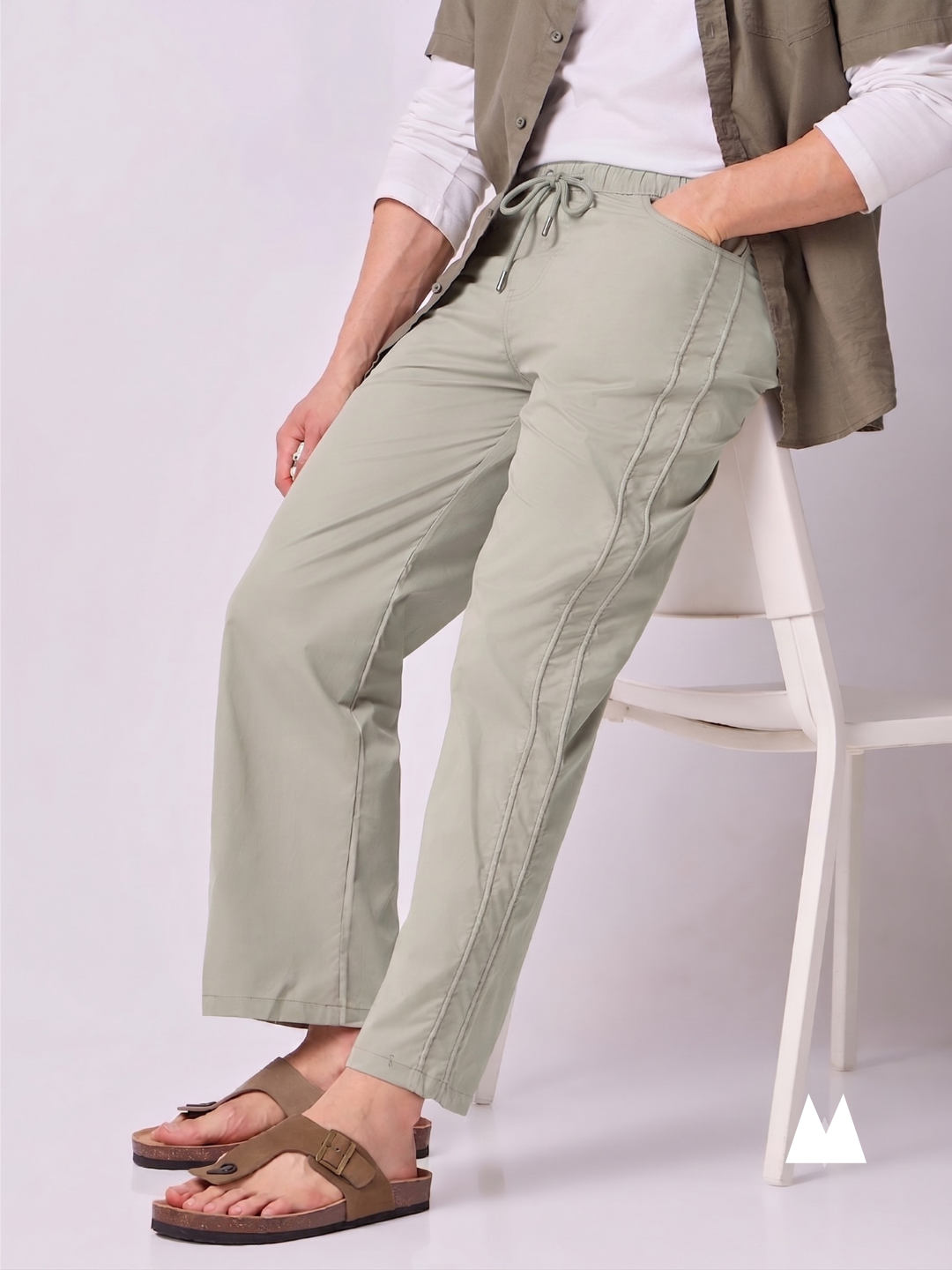 Pale Sage Cotton Trousers