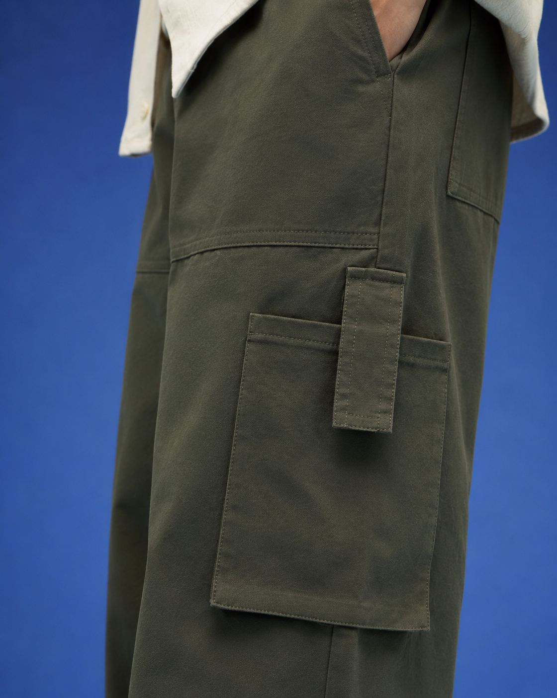 Premium Olive Green Wide-Leg Cargo Pants for Men