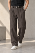 Men's Korean Style Pleated Wide-Leg Trousers | Relaxed Fit