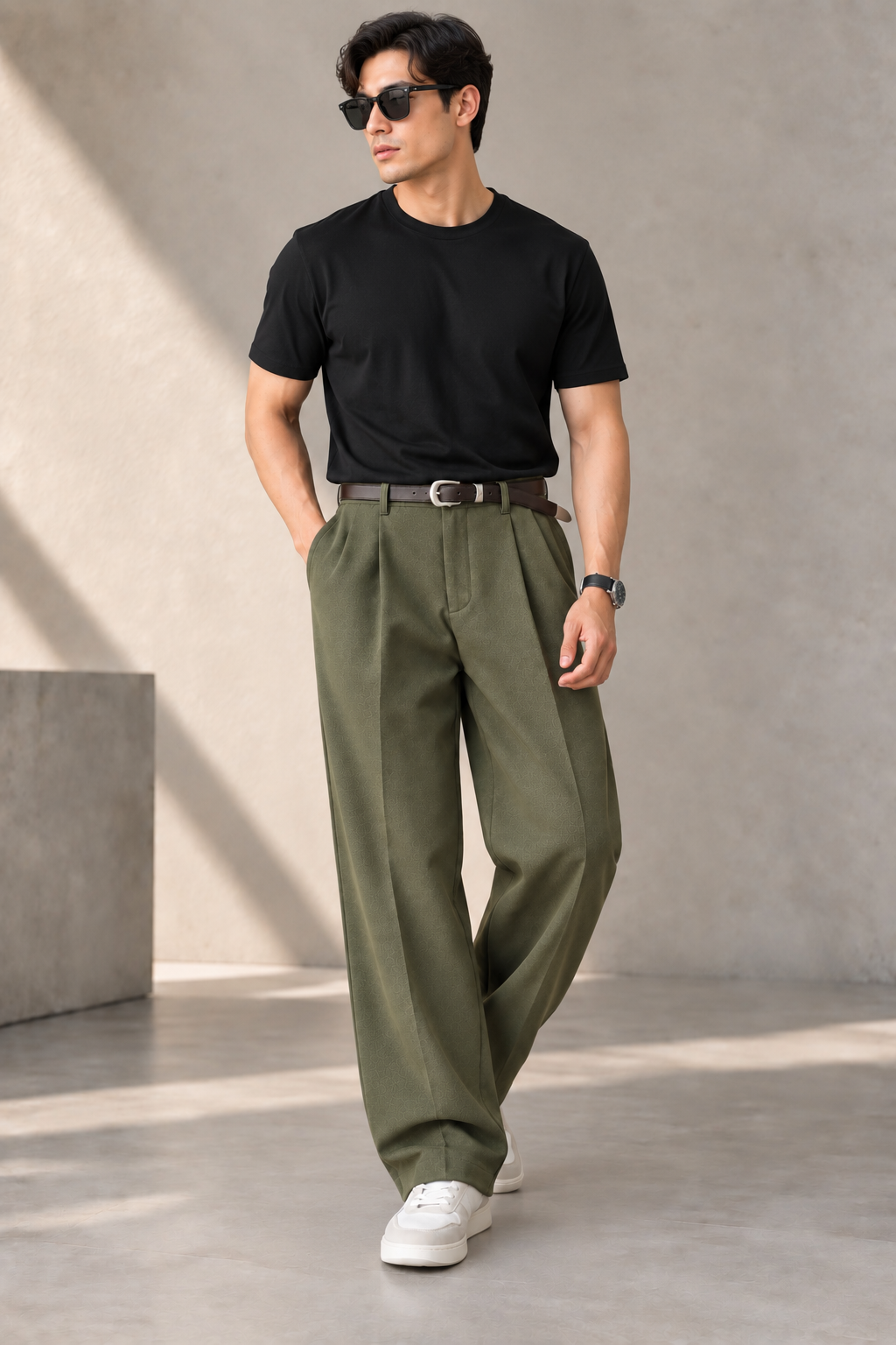 Men's Korean Wide-Leg Pants | Pleated Relaxed Fit Trousers