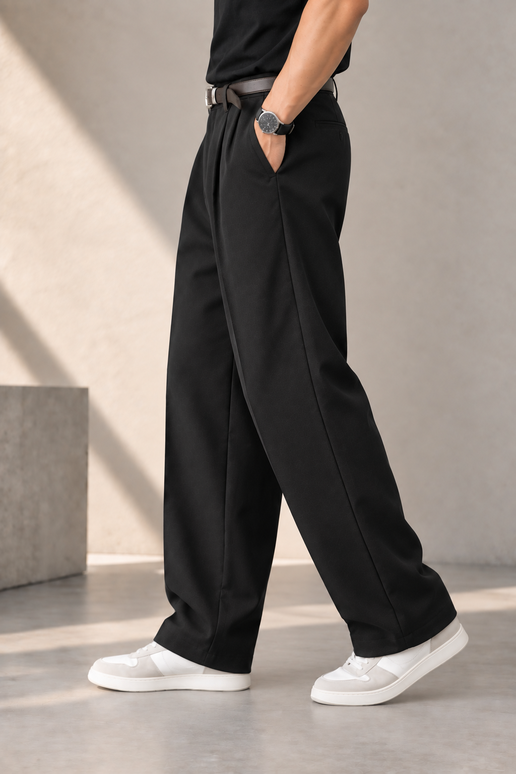 Men's Korean Style Relaxed Fit Pants | Wide-Leg Pleated Trousers