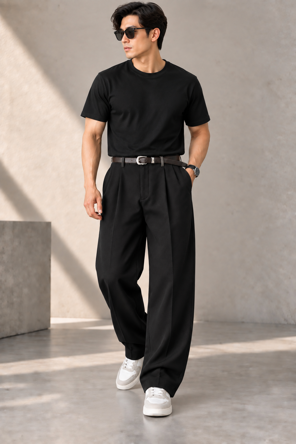 Men's Korean Style Relaxed Fit Pants | Wide-Leg Pleated Trousers