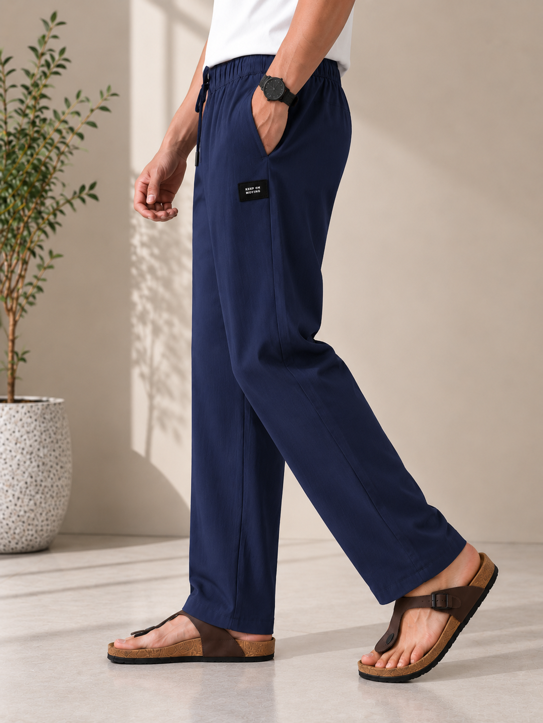 Navy Blue Loose-fit Pyjama Pants