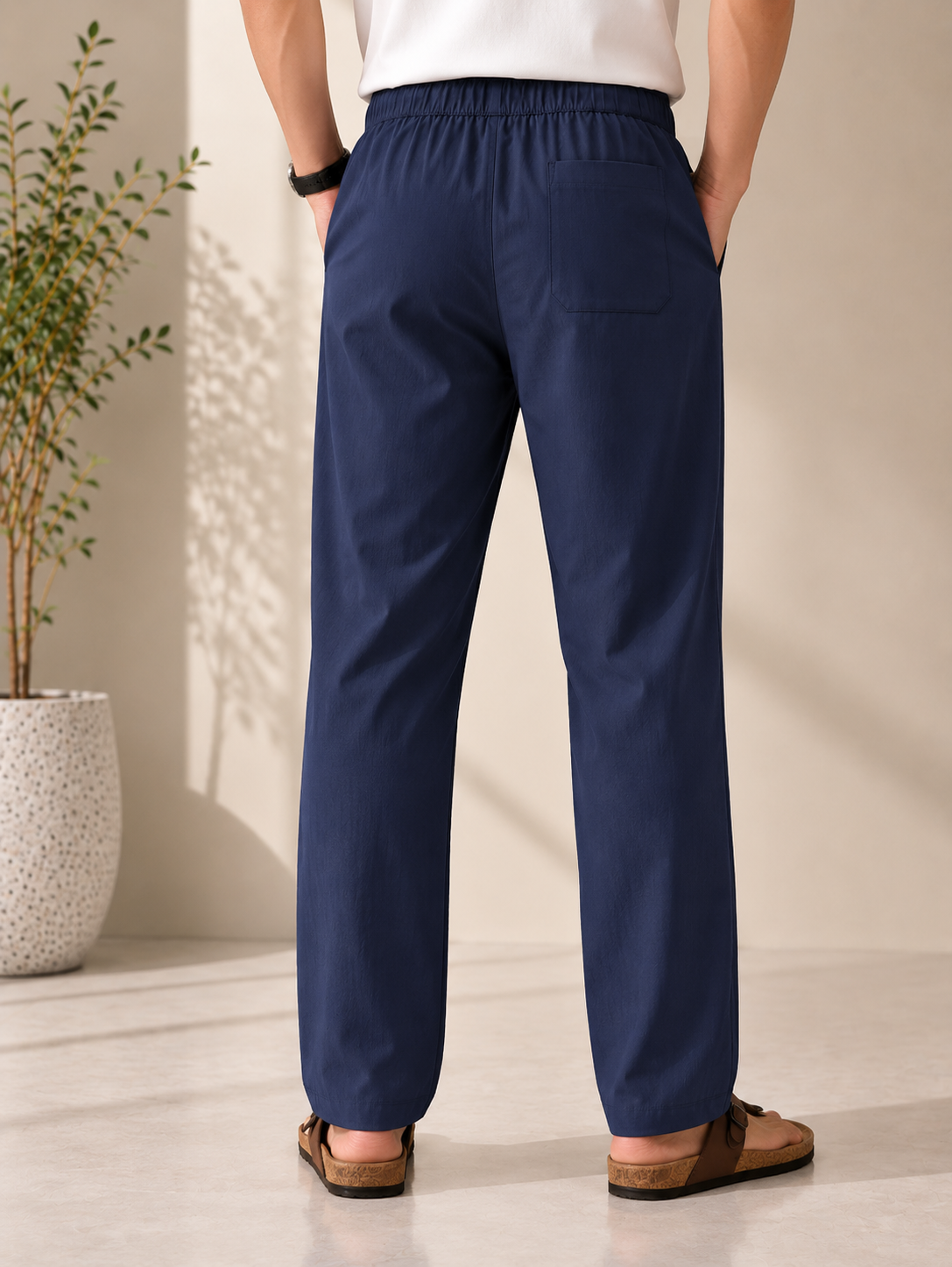 Navy Blue Loose-fit Pyjama Pants
