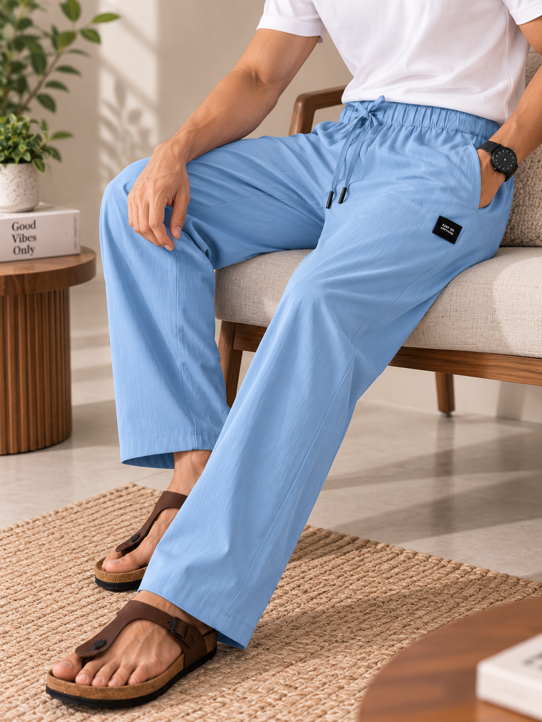 Sky Blue Loose-fit Pyjama Pants