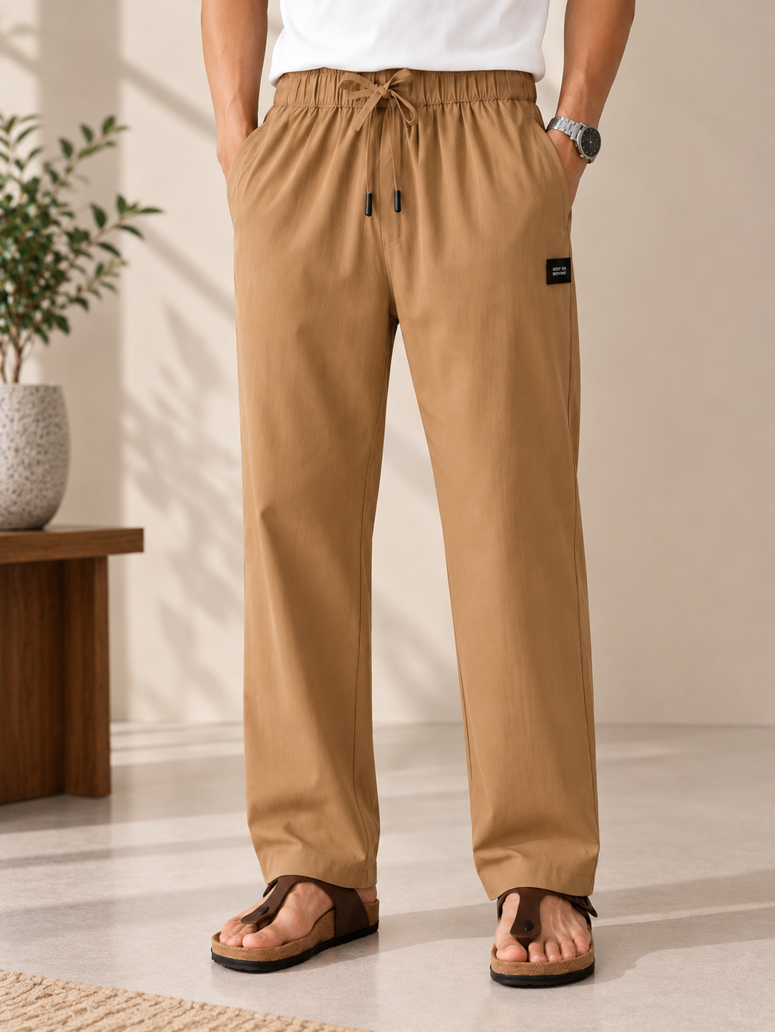 Camel Loose-fit Pyjama Pants